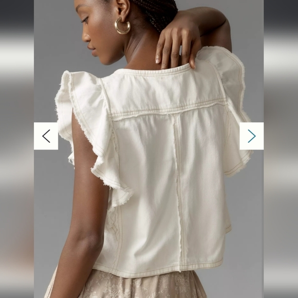 Pilcro Leigh Viner x Anthropologie Scoop-Neck Flutter-Sleeve XL - Picture 2 of 7